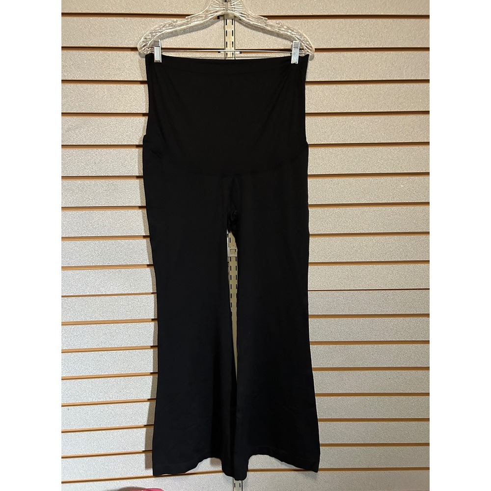 Time & Tru Maternity Flared Yoga Pants Black XXL 20 High Rise Over Belly Stretch